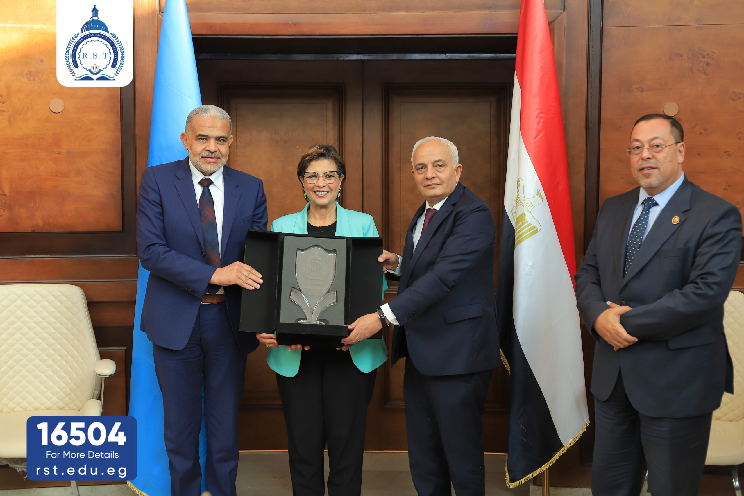 Receiving the delegation of the Senate Committee on Education, Scientific Research, Communications and Information Technology under the chairmanship of Vice-President Dr. Randa Mohamed Mostafa.